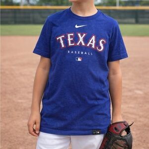 Nike Texas Rangers Youth Large 14/16 Baseball Tee Blue MLB Game Day